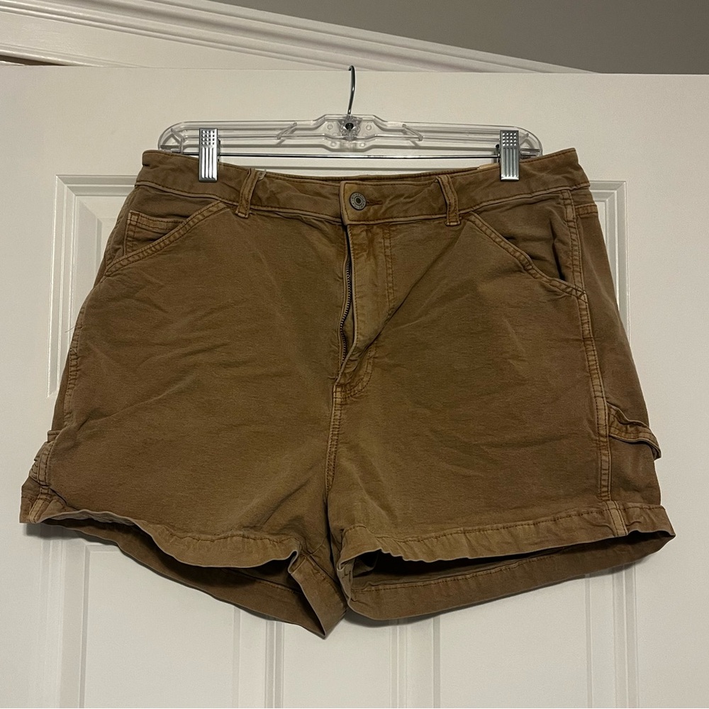 American Eagle Tan Stretch High Rise Shorts, size 14